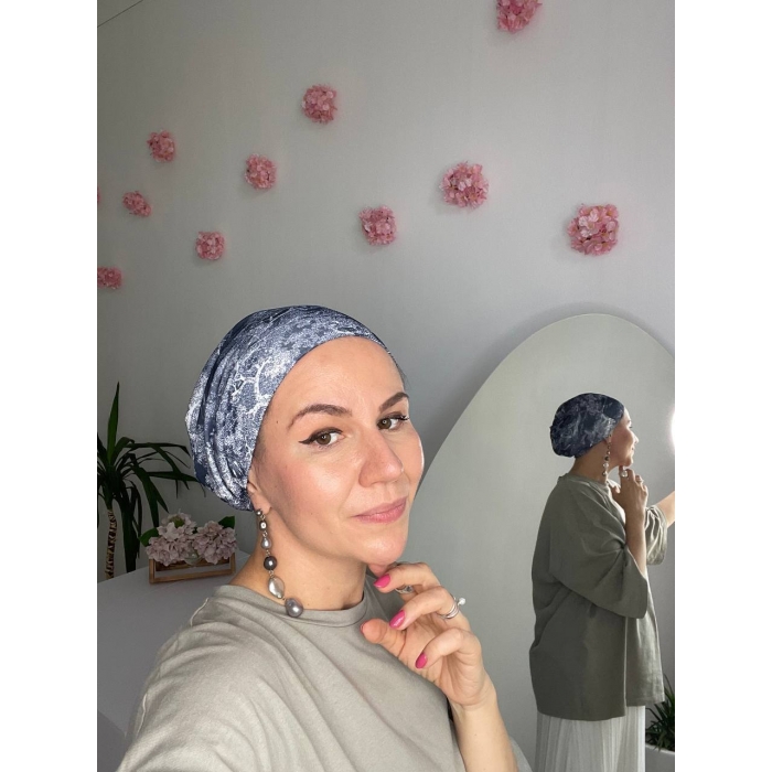 Шапочка Міріам з сіточкою білий принт